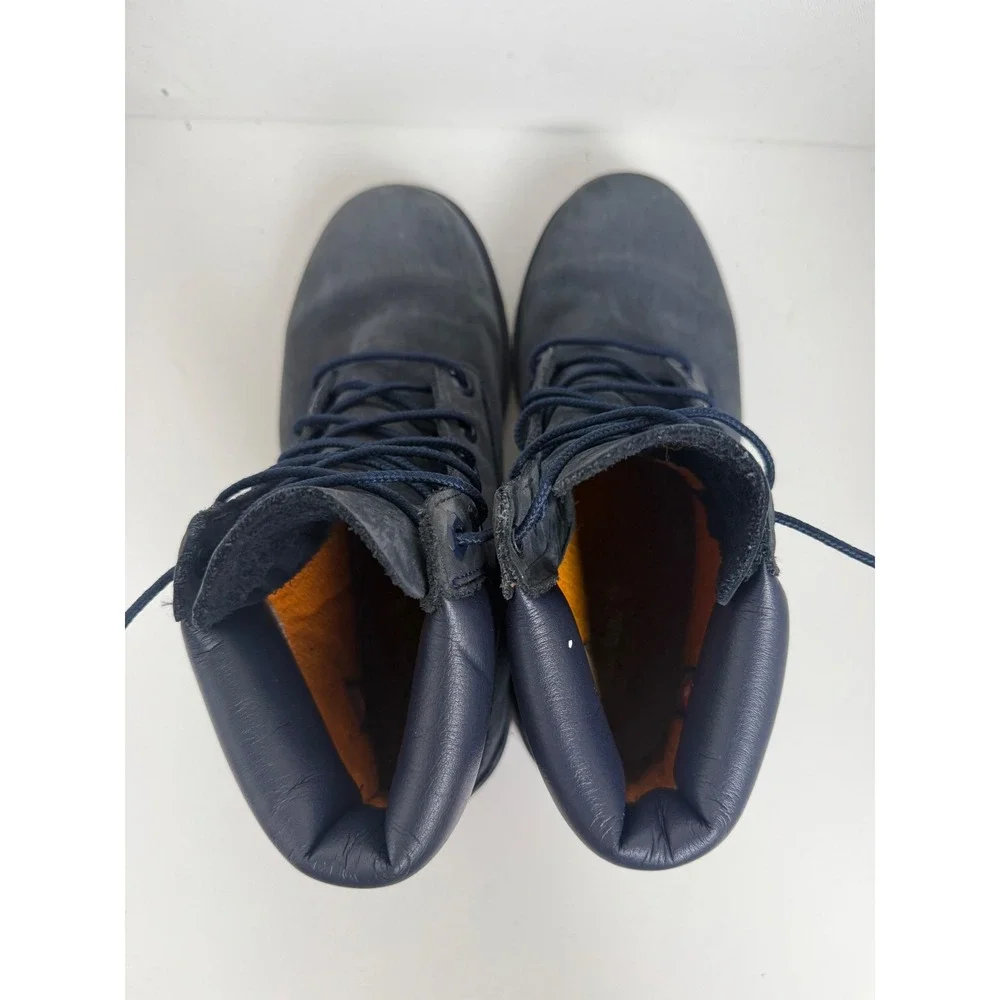 Timberland 6 Inch Premium Waterproof Boots Navy Blue Nubuck Leather Mens Sz 6.5